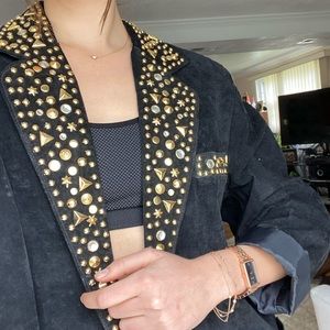 Vintage oversized studded 100% leather blazer